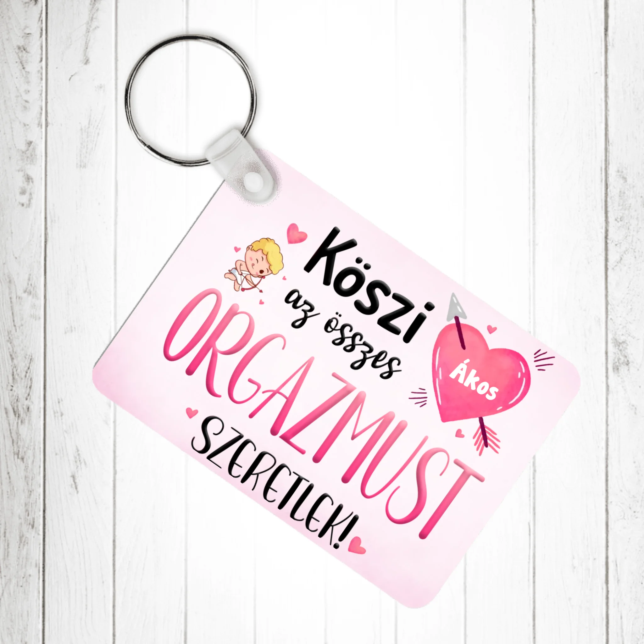 Köszi az összes orgazmust - Valentin napi kulcstartó saját névvel