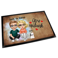 Szerkeszthető páros karakteres lábtörlő kutyákkal