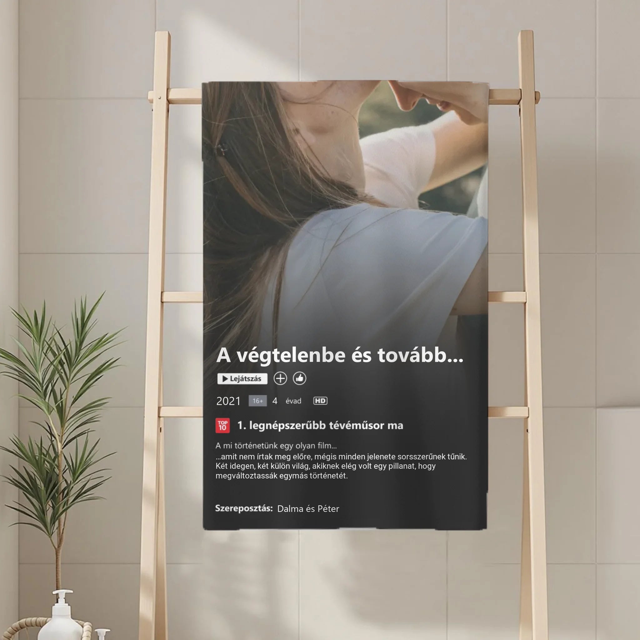 Egyedi képes Netflix stílusú törölköző szerkeszthető felirattal