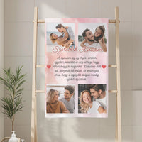 Egyedi képes törölköző szerkeszthető felirattal pároknak