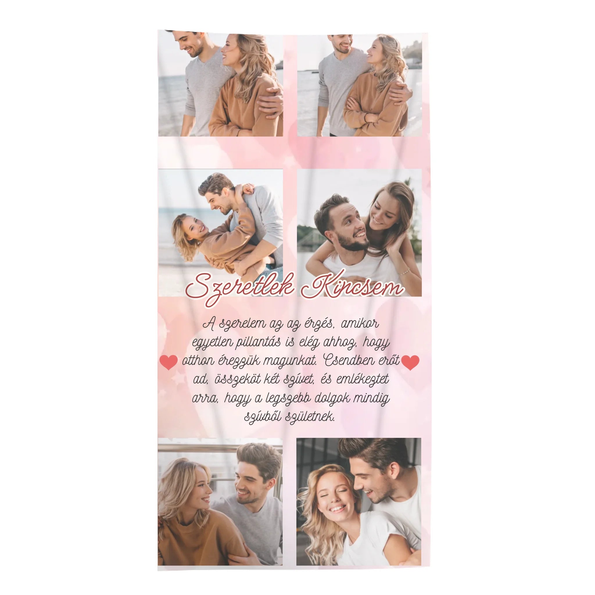 Egyedi képes törölköző szerkeszthető felirattal pároknak