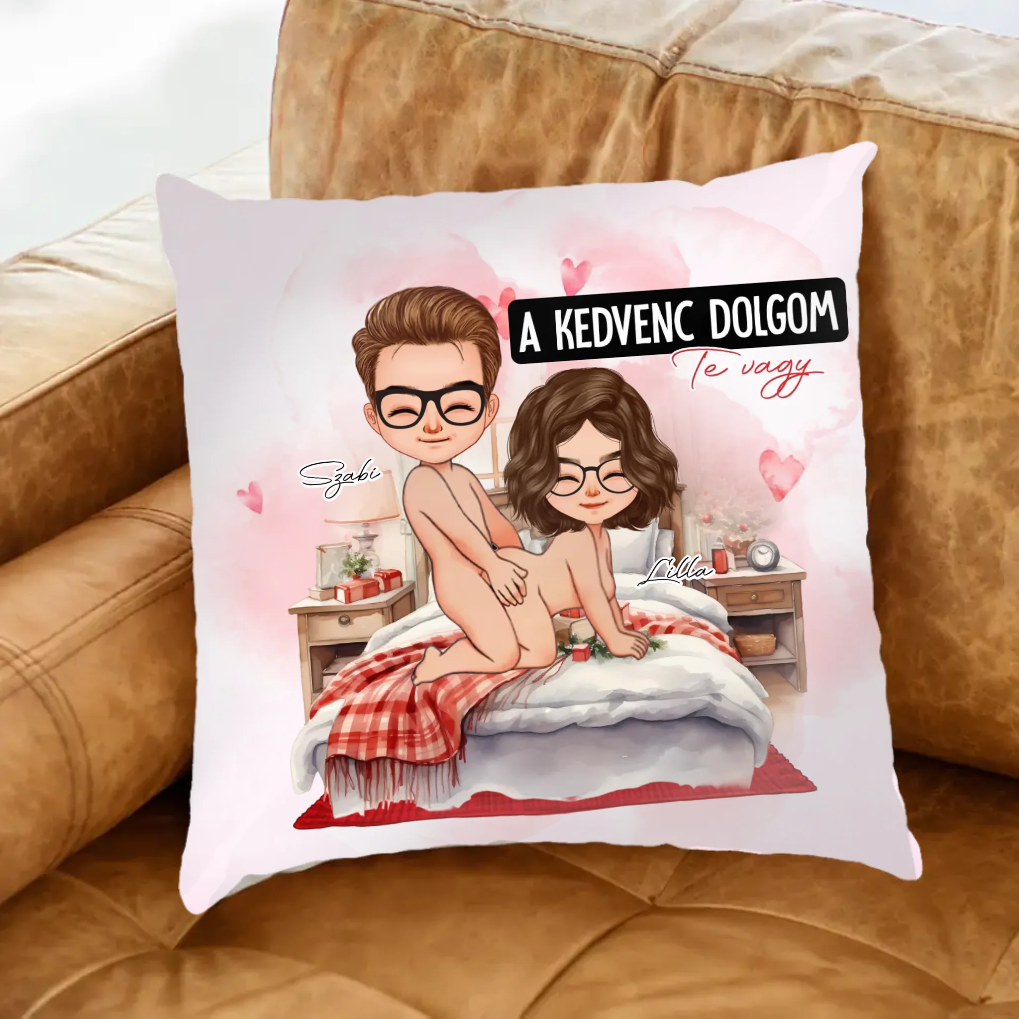 A kedvenc dolgom Te vagy - szerkeszthető karakteres egyedi neves Fullprint párna pároknak