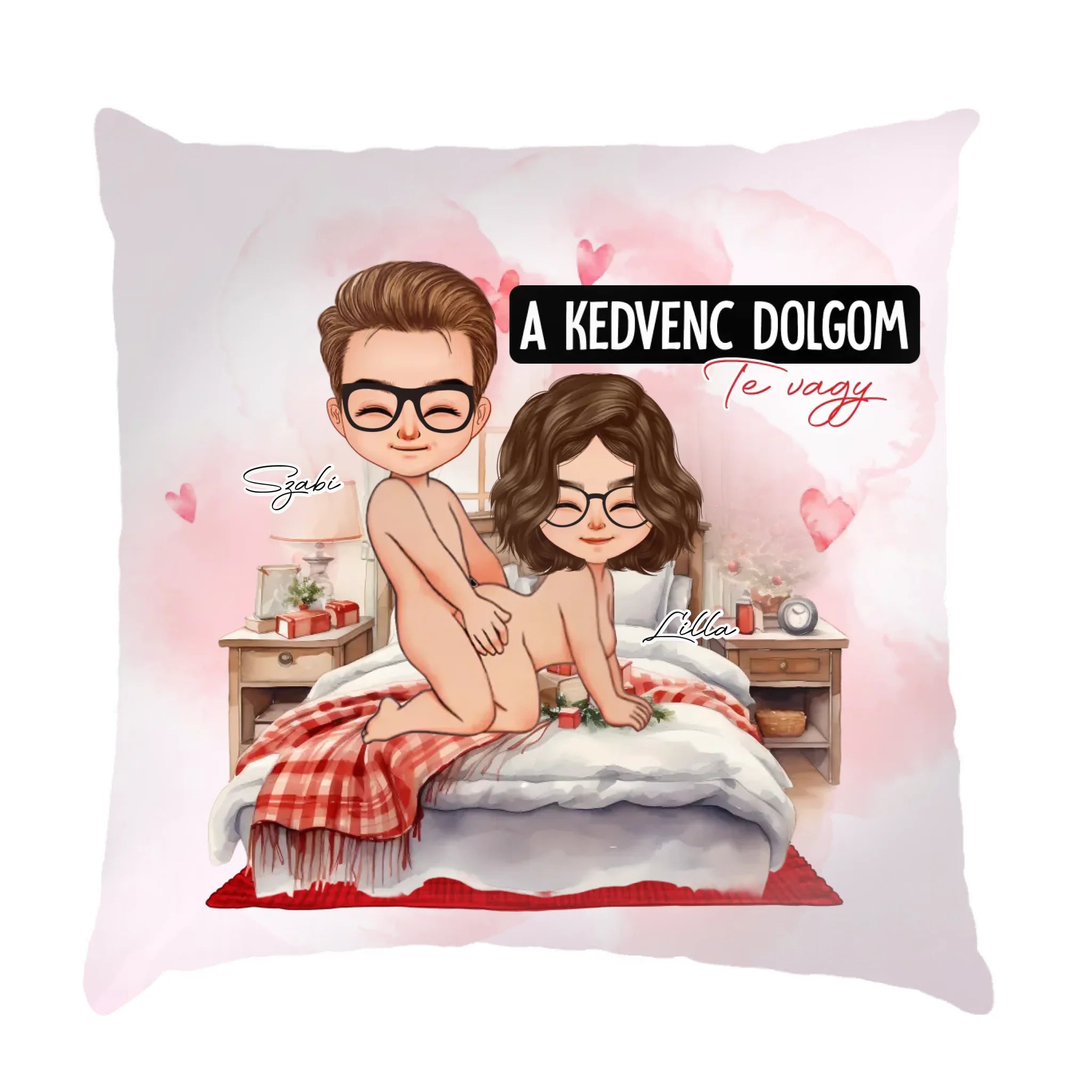 A kedvenc dolgom Te vagy - szerkeszthető karakteres egyedi neves Fullprint párna pároknak