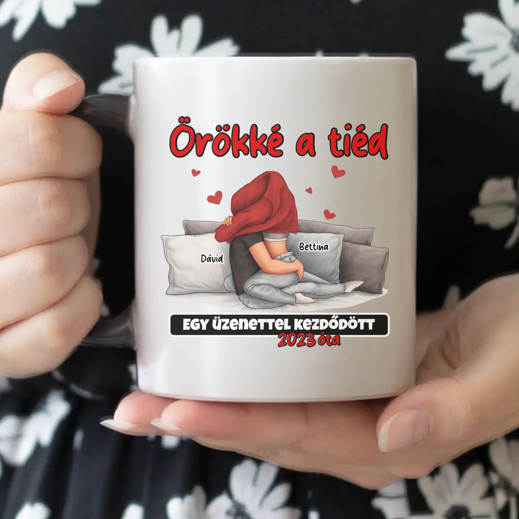Örökké a tiéd - Valentin-napi bögre szerkeszthető felirattal