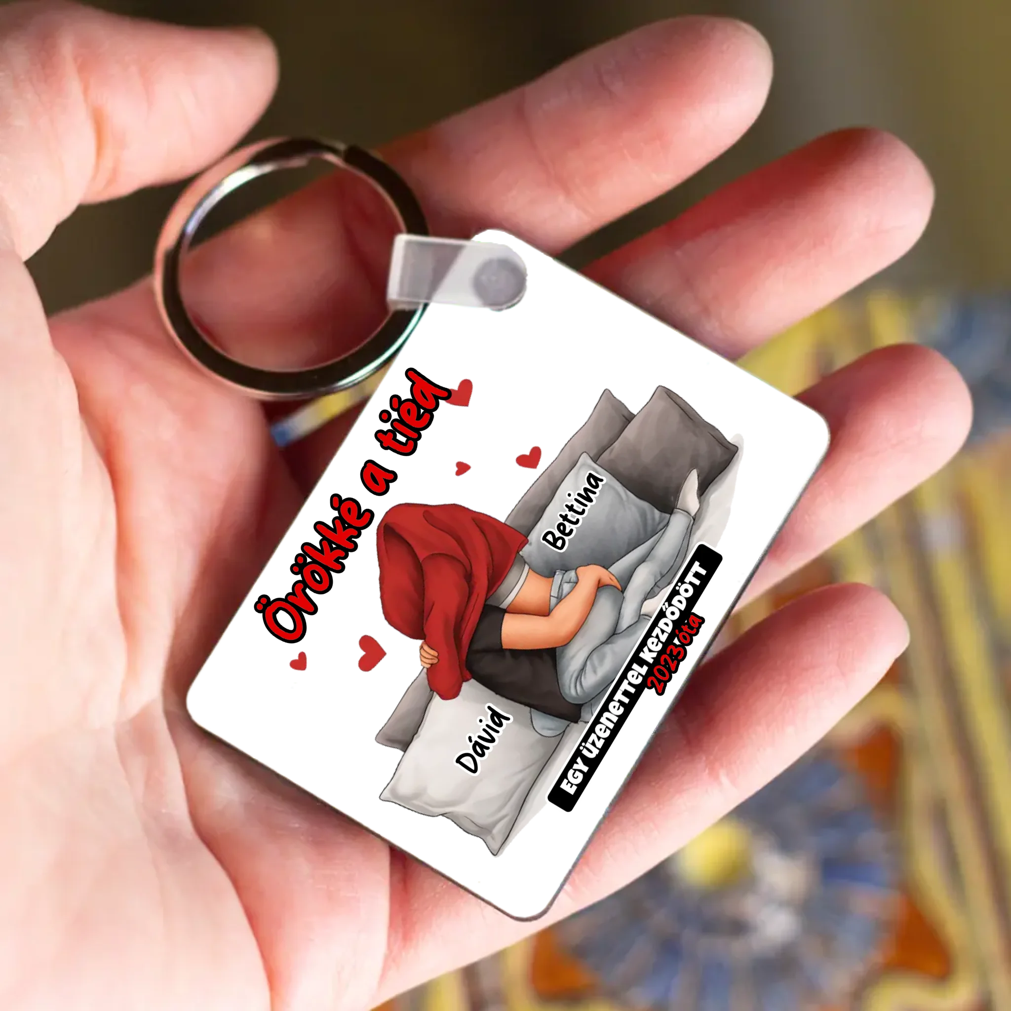 Örökké a tiéd - Valentin-napi kulcstartó szerkeszthető felirattal