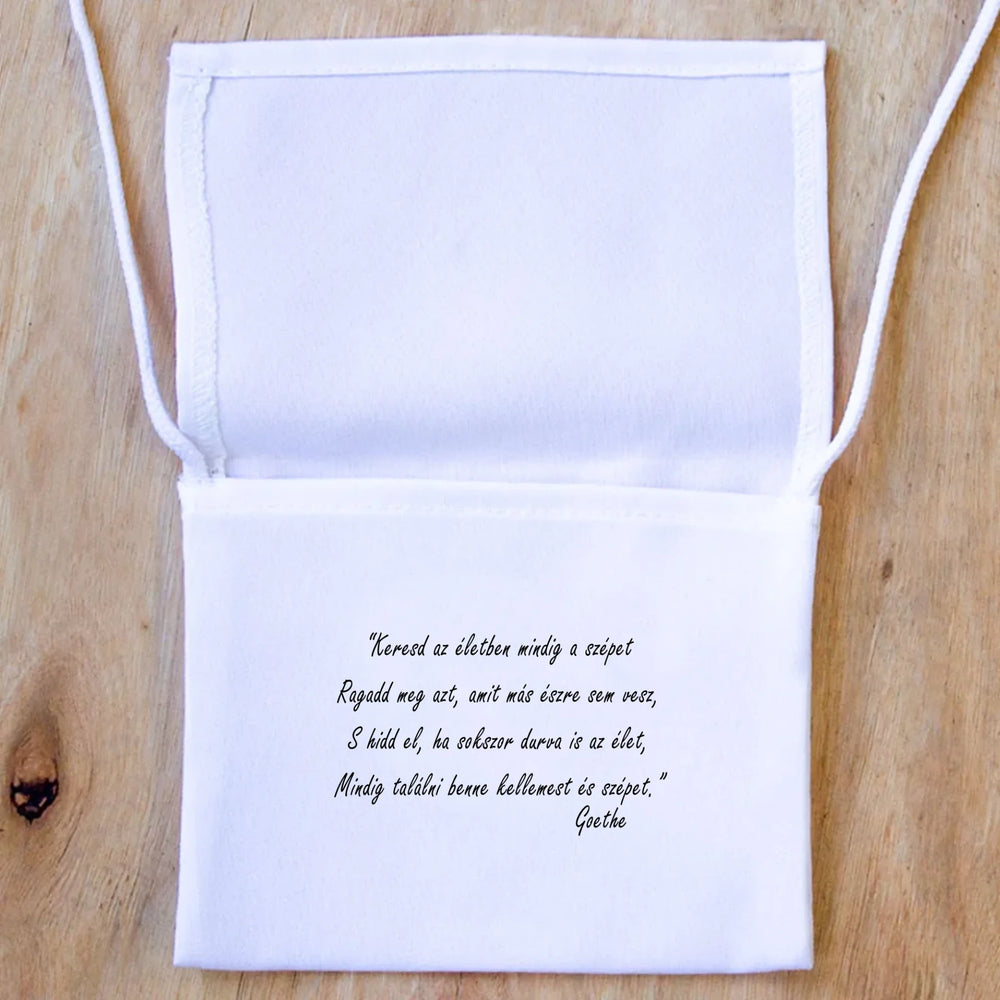 Ballagási tarisznya díszes keretű fényképpel