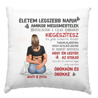 Életem legszebb napja feliratos párna - szerkeszthető karakterrel és egyedi névvel