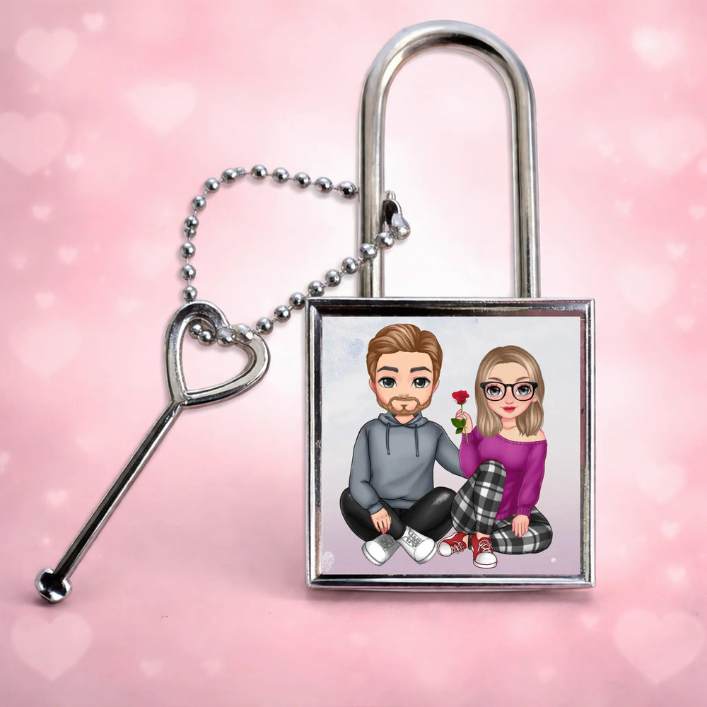 Szerkeszthető karakteres ajándék lakat pároknak