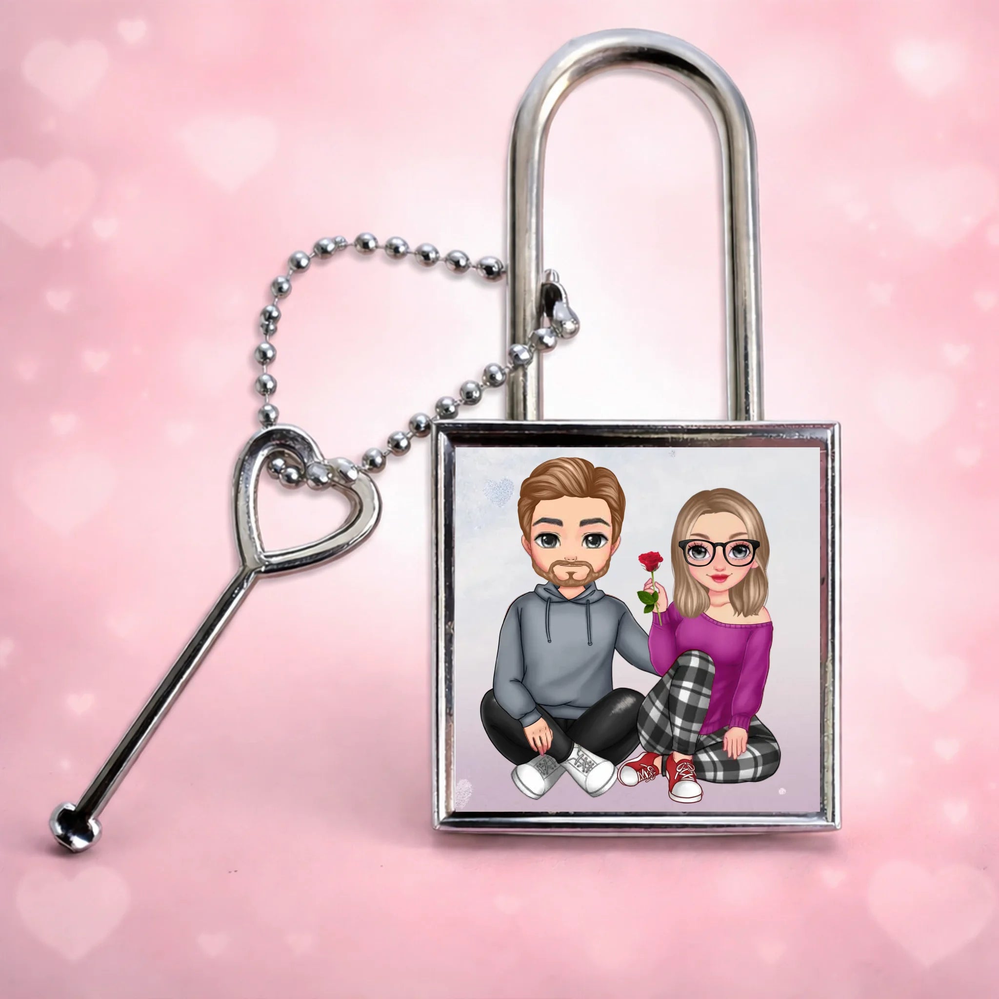 Szerkeszthető karakteres ajándék lakat pároknak