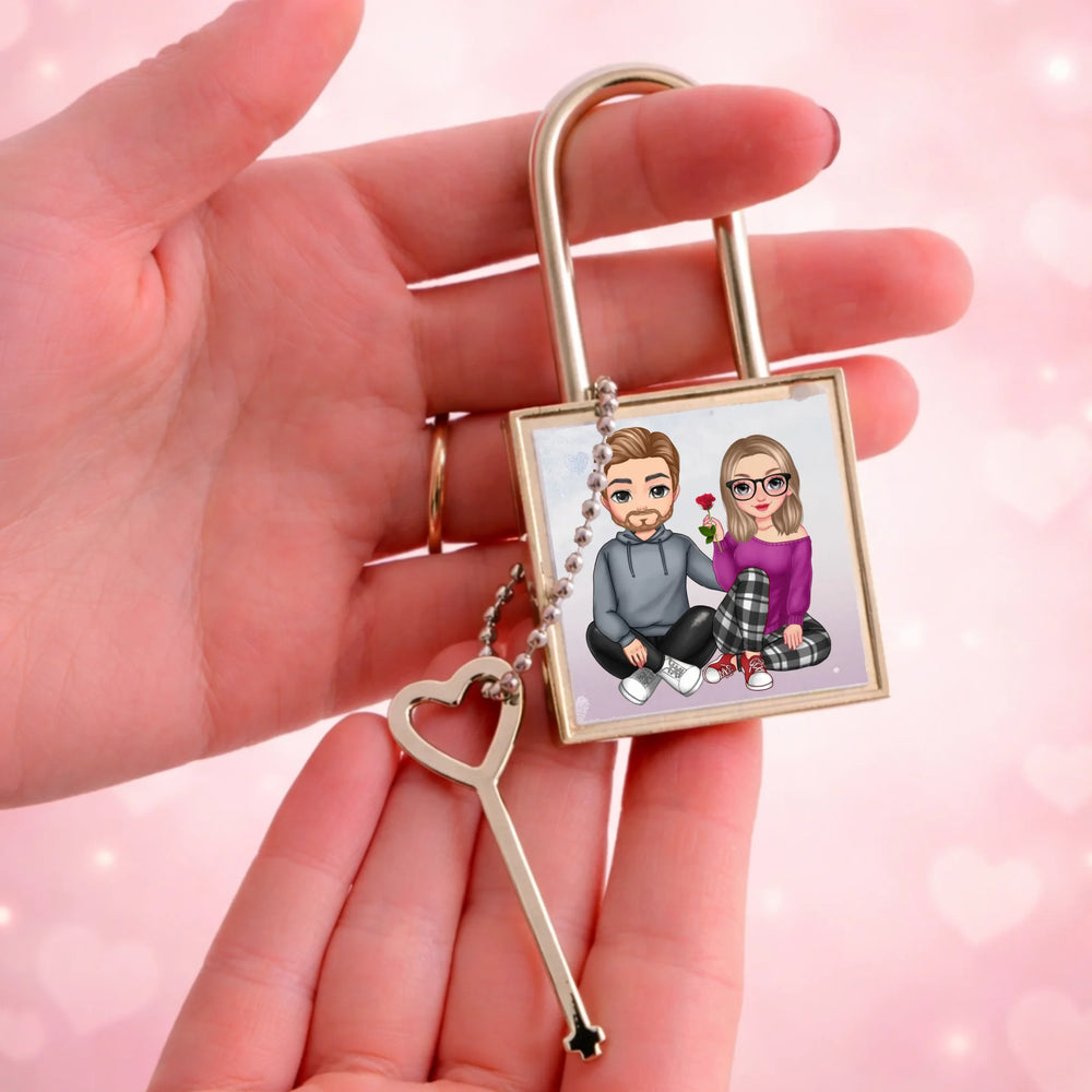 Szerkeszthető karakteres ajándék lakat pároknak