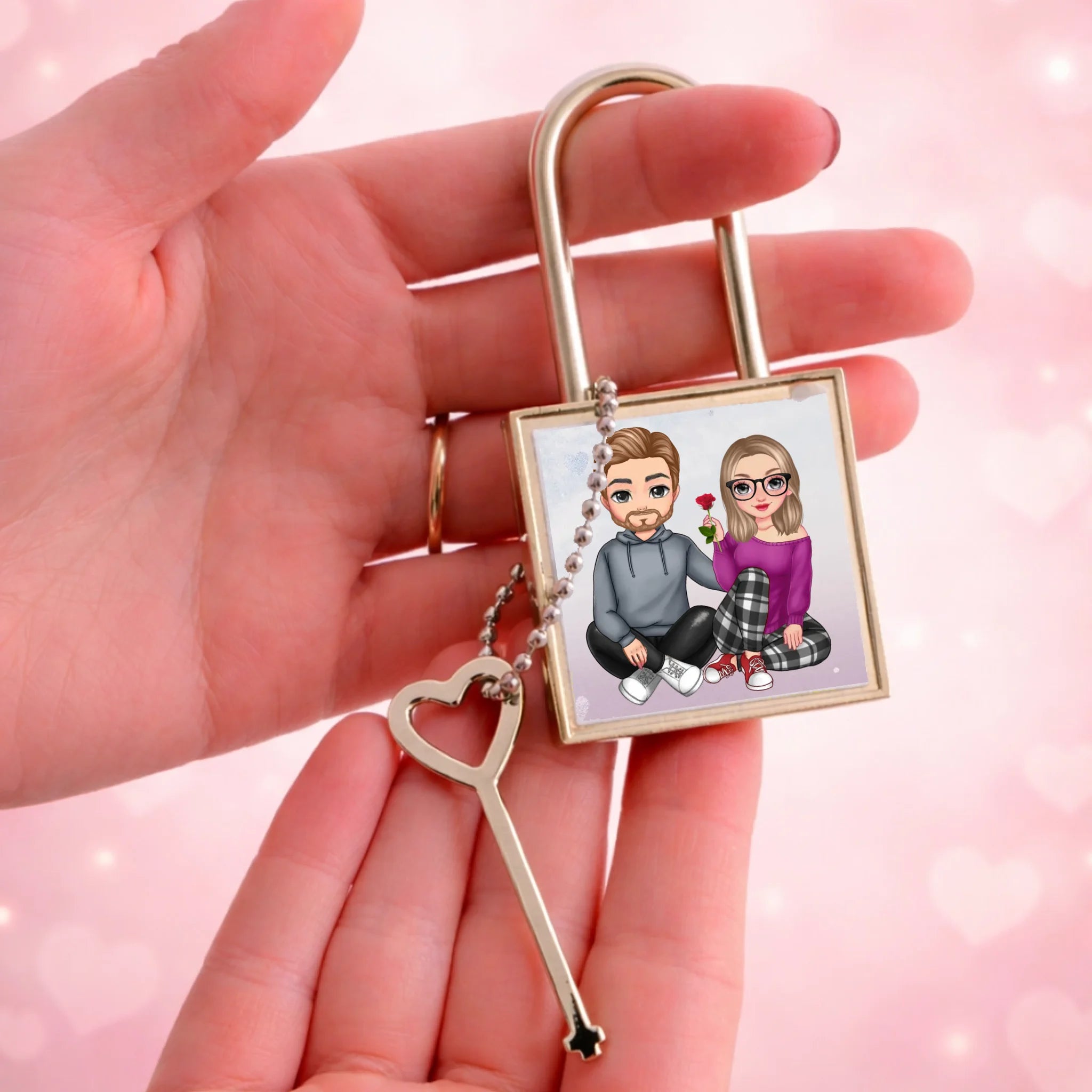 Szerkeszthető karakteres ajándék lakat pároknak