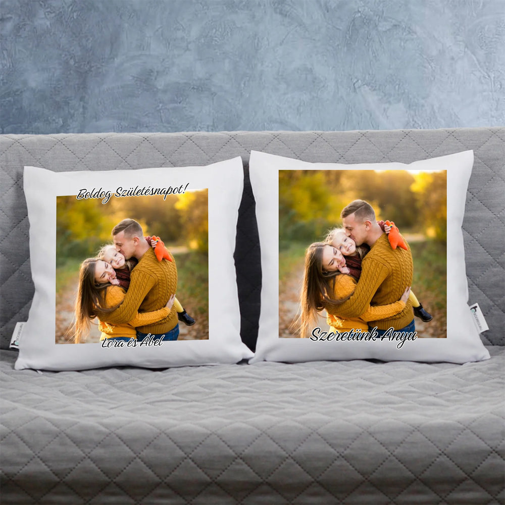 Egyedi fényképes kétoldalas párna felirattal