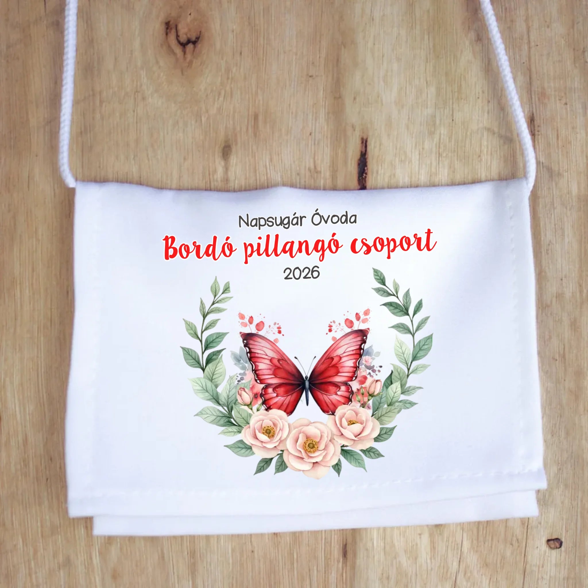 Ballagási tarisznya ovisoknak - Bordó pillangó csoport