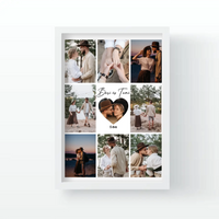 Fotókollázs falikép pároknak szívvel a közepén