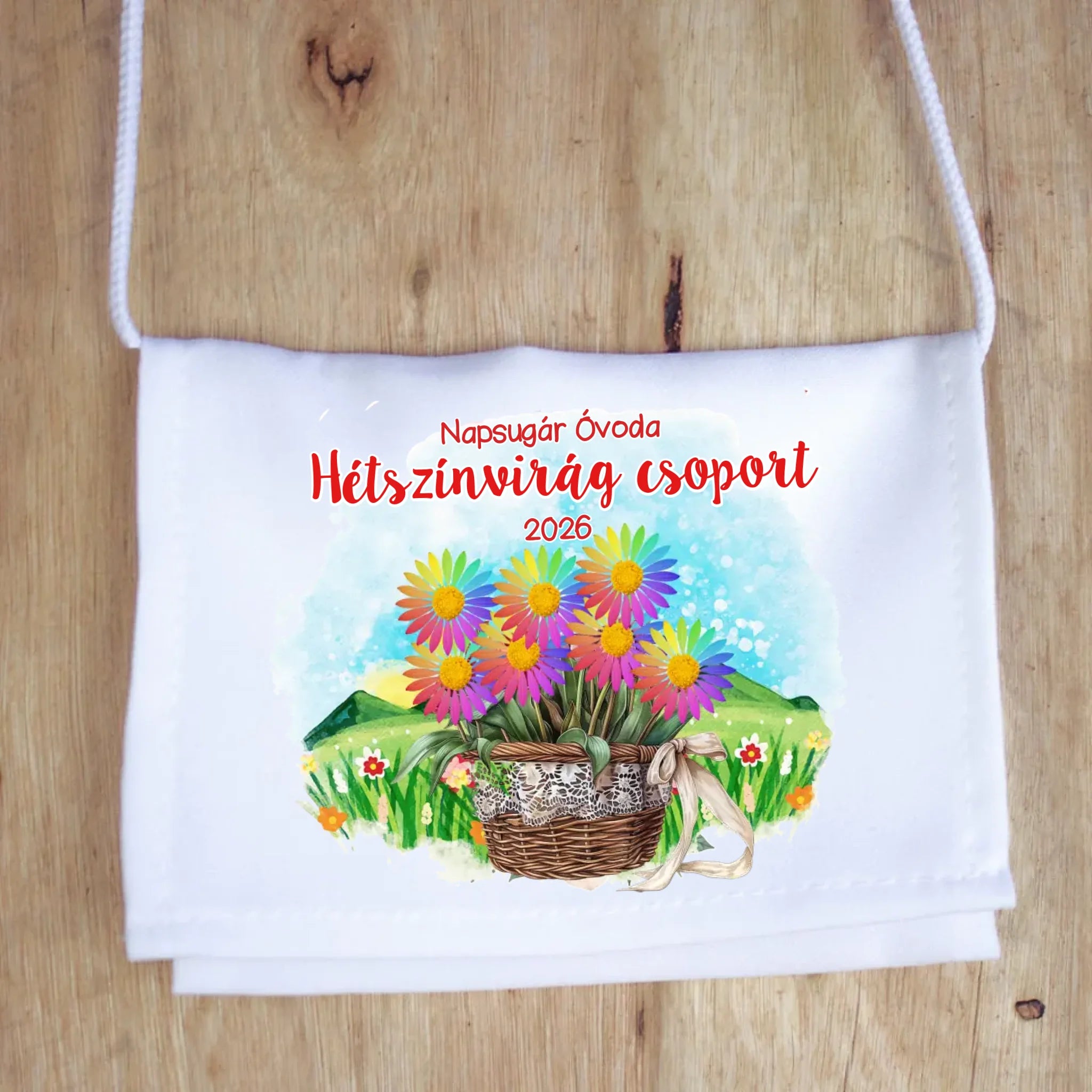 Ballagási tarisznya ovisoknak - Hétszínvirág csoport mintával