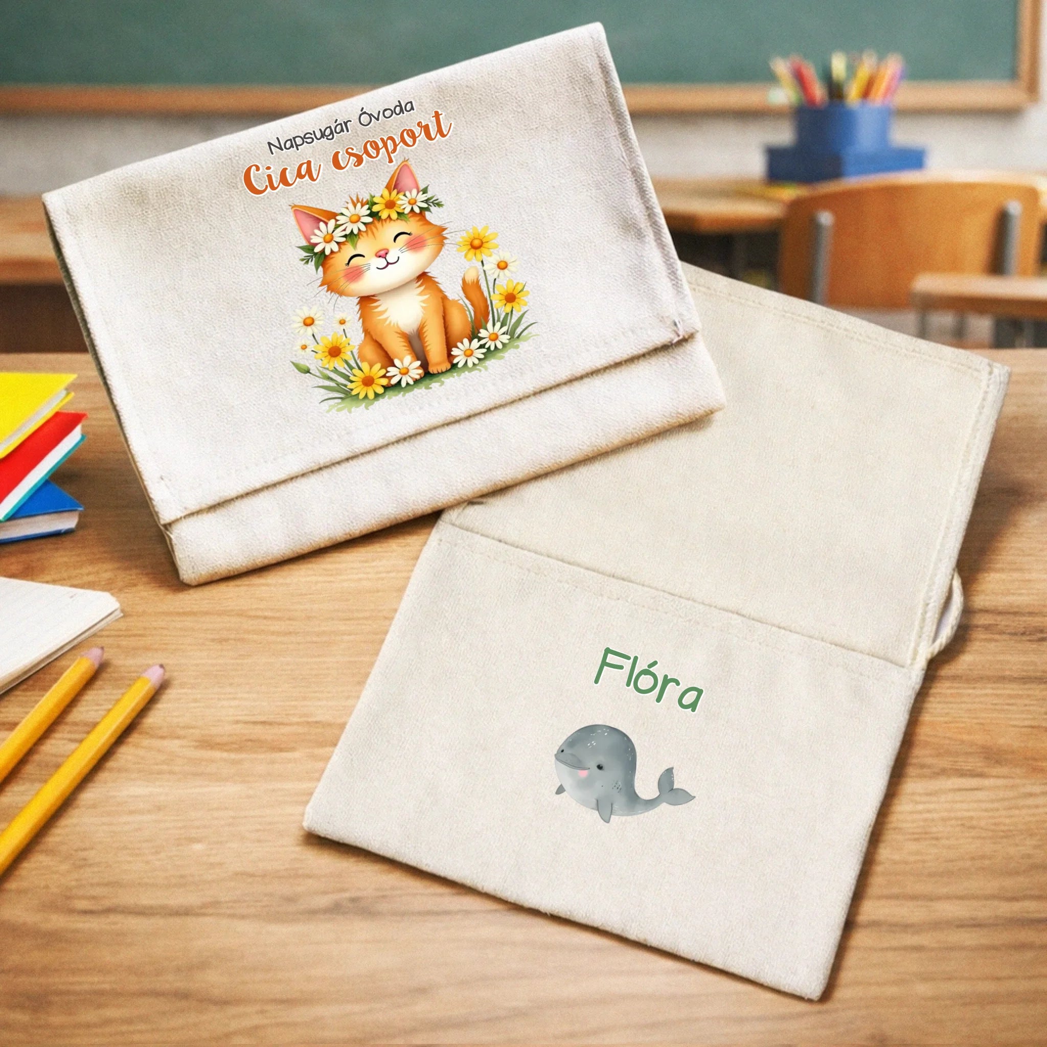 Ballagási tarisznya ovisoknak - Cica csoport natúrvászon