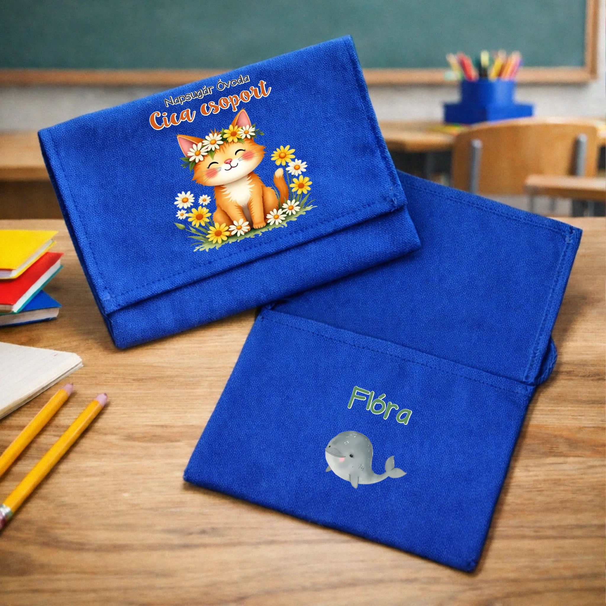 Ballagási tarisznya ovisoknak - Cica csoport kékvászon