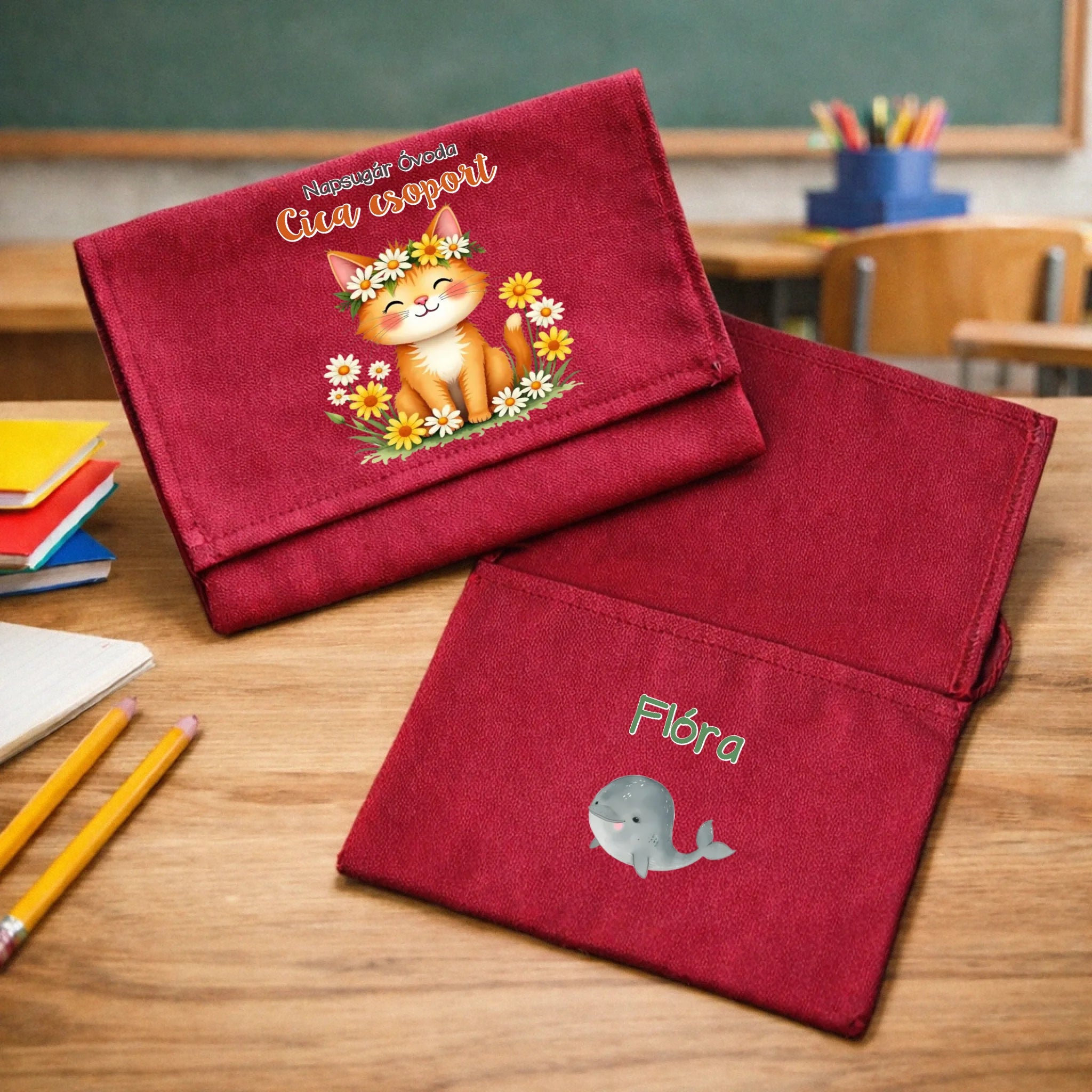 Ballagási tarisznya ovisoknak - Cica csoport bordóvászon