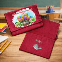 Ballagási tarisznya ovisoknak - Hétszínvirág csoport mintával bordóvászon