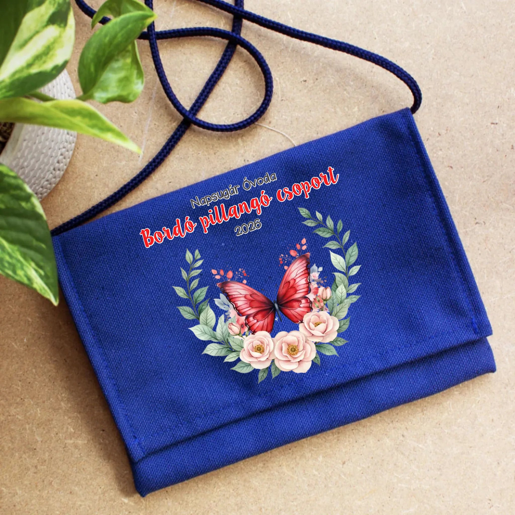 Ballagási tarisznya ovisoknak - Bordó pillangó csoport