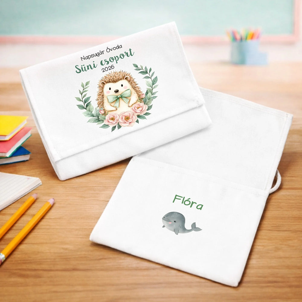 Ballagási tarisznya ovisoknak - Süni csoport fehérminimat