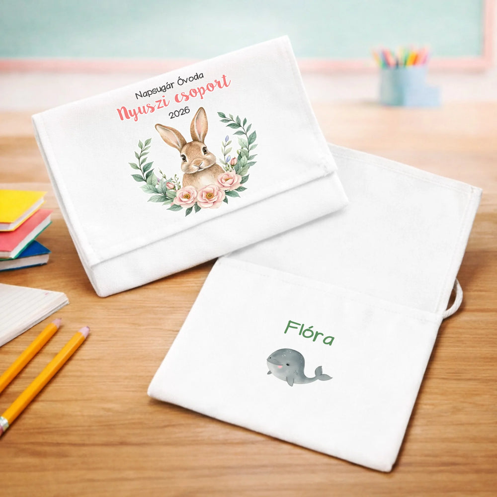 Ballagási tarisznya ovisoknak - Nyuszi csoport fehérminimat