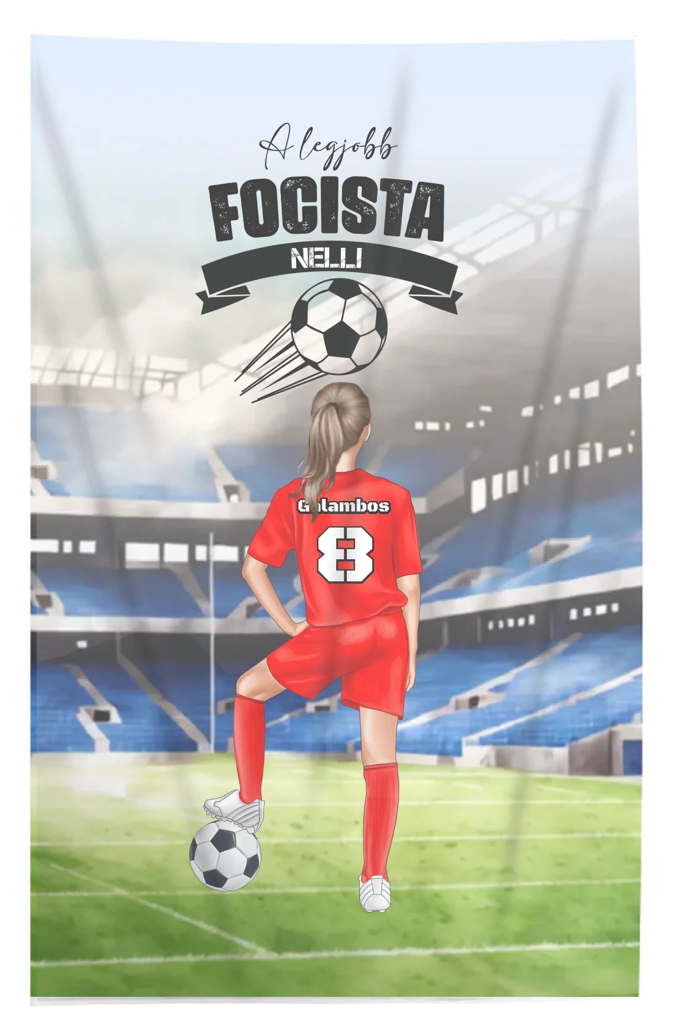 A legjobb focista - egyedi neves focis plüss pléd lányoknak