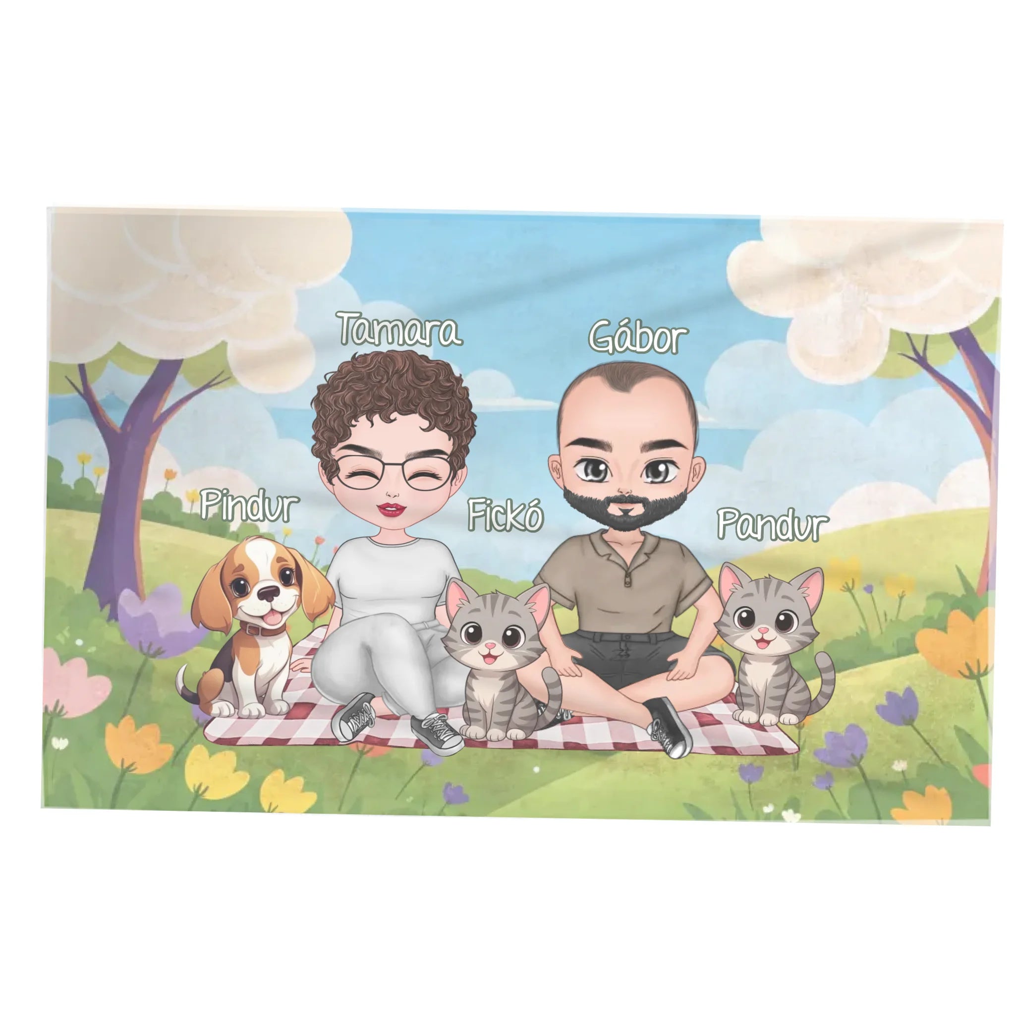 Személyre szabható tavaszi takaró - cuki karakteres páros pléd akár 3 kisálattal