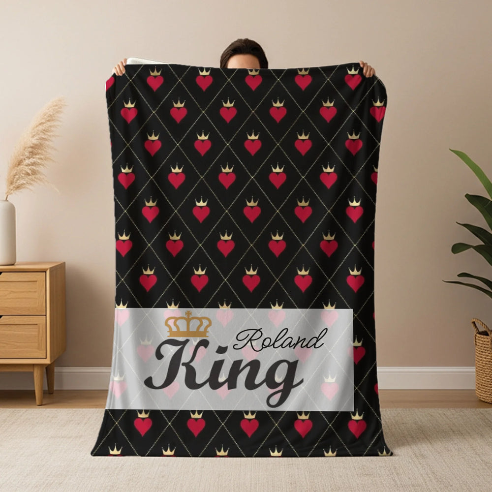 King feliratos plüss pléd férfiaknak egyedi névvel