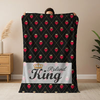 King feliratos plüss pléd férfiaknak egyedi névvel