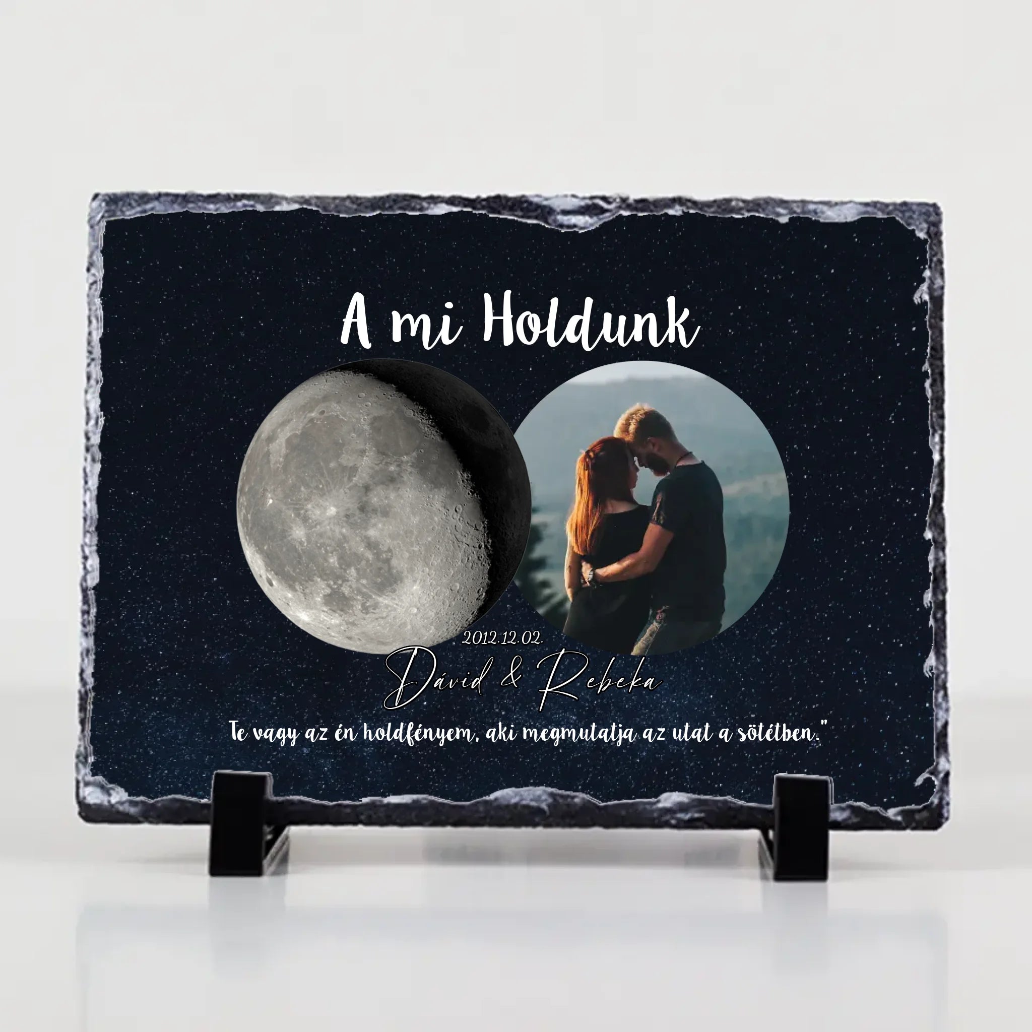 	 A mi holdunk - egyedi képes ajándék gránitlap szerkeszthető felirattal
