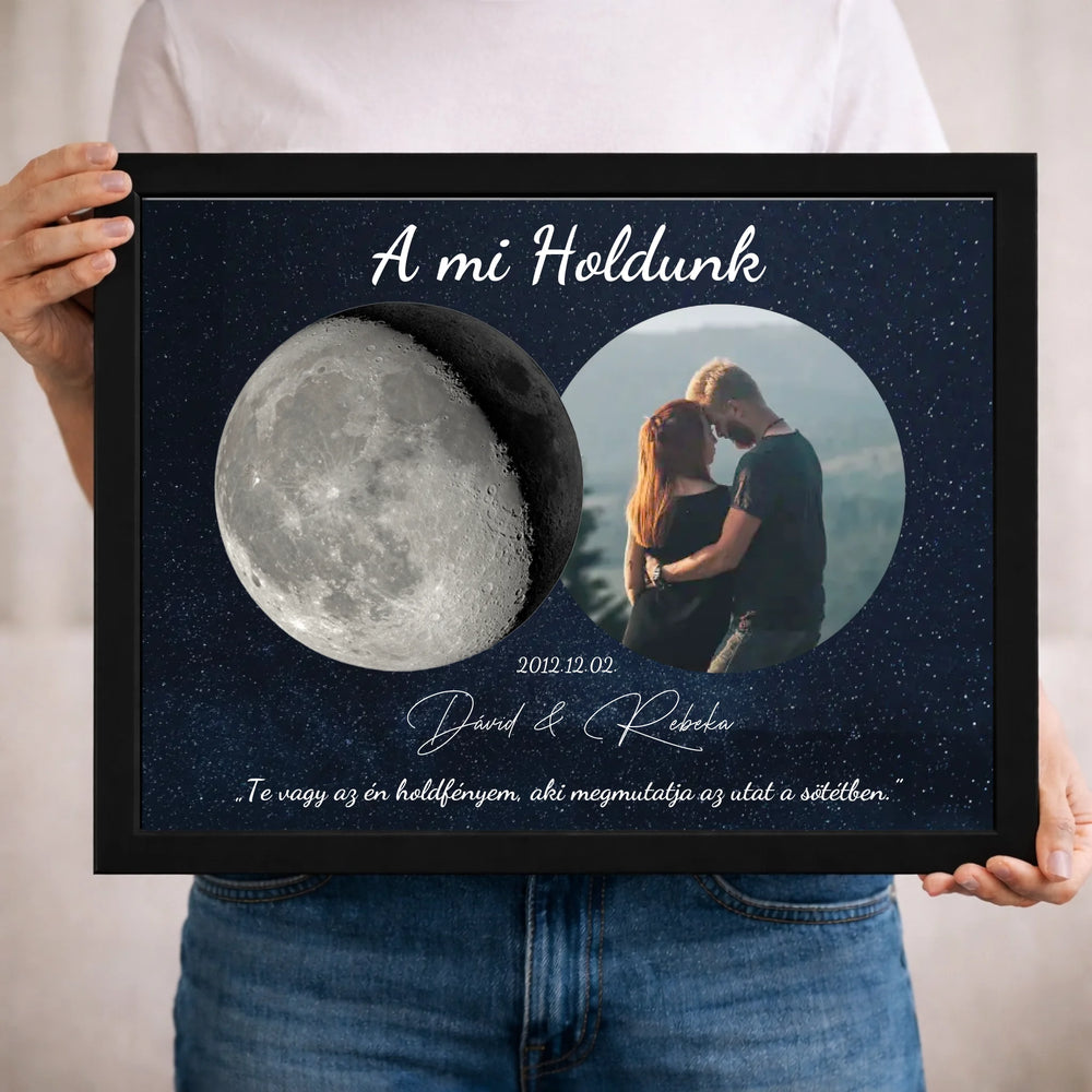 A mi holdunk - egyedi képes ajándék falikép szerkeszthető felirattal