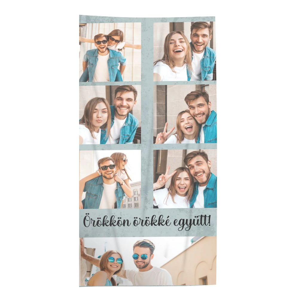 Egyedi 7 képes strandtörölköző szerkeszthető felirattal