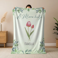 A Mama kertje pléd - szerkeszthető nevekkel és virágokkal