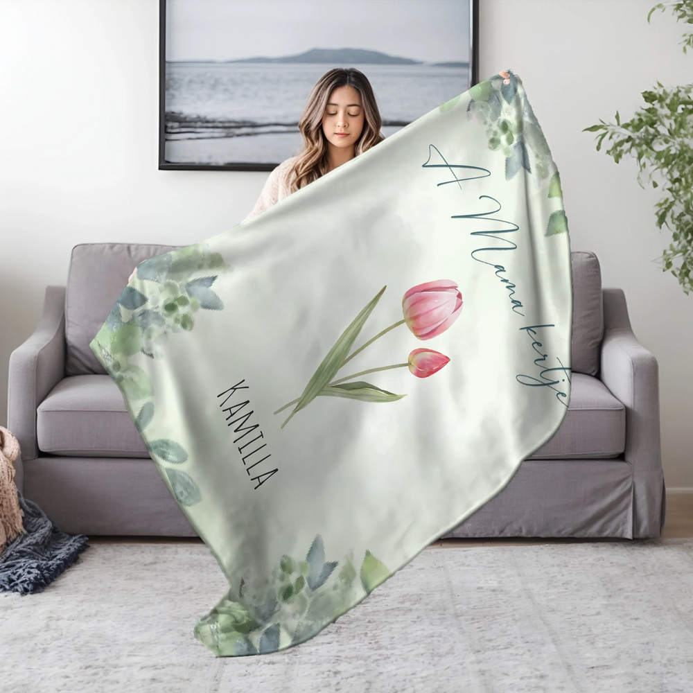 A Mama kertje pléd - szerkeszthető nevekkel és virágokkal