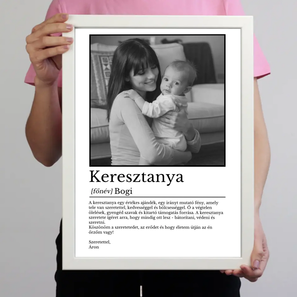Egyedi falikép keresztanyának - fotóval és névvel