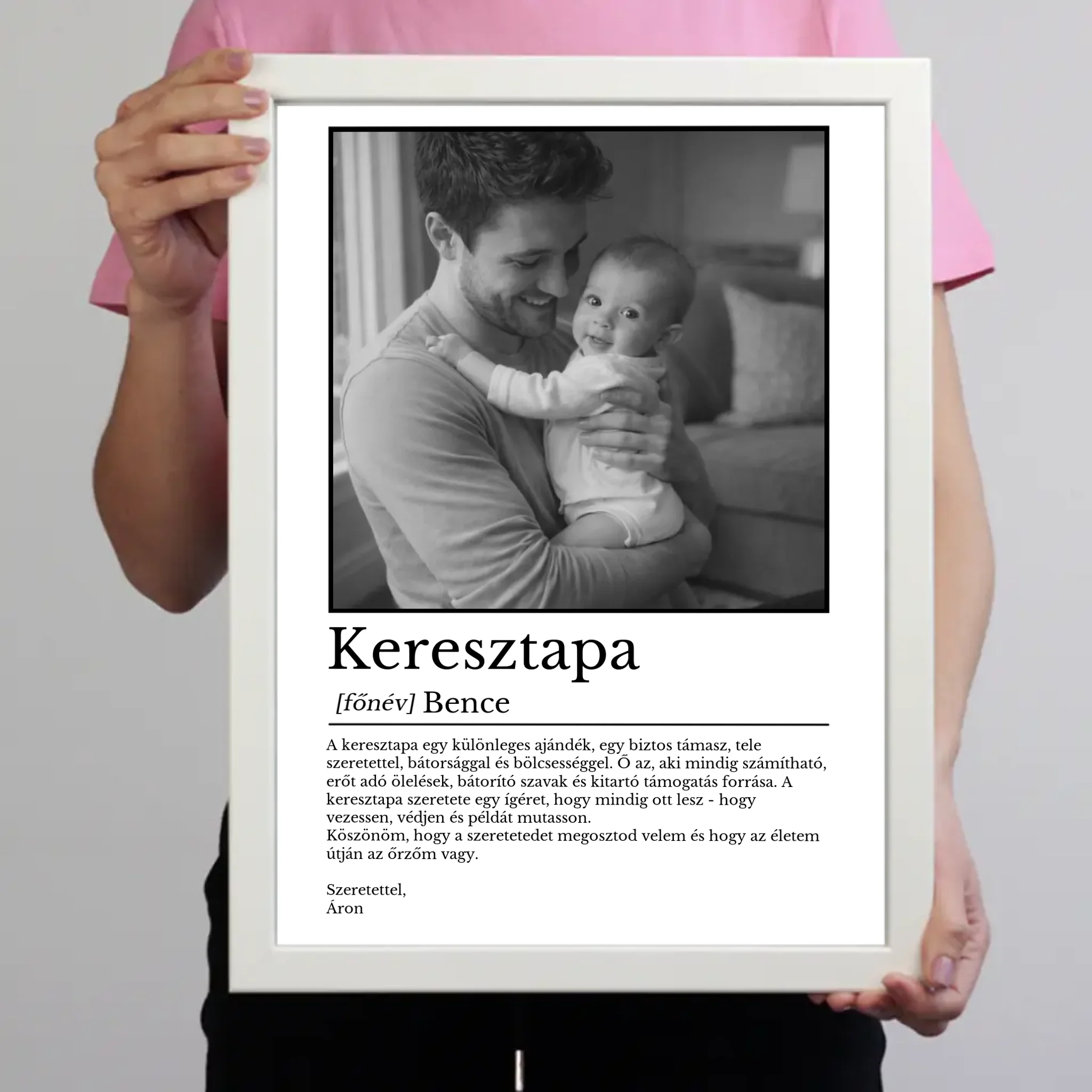Egyedi falikép keresztapának - fotóval és névvel