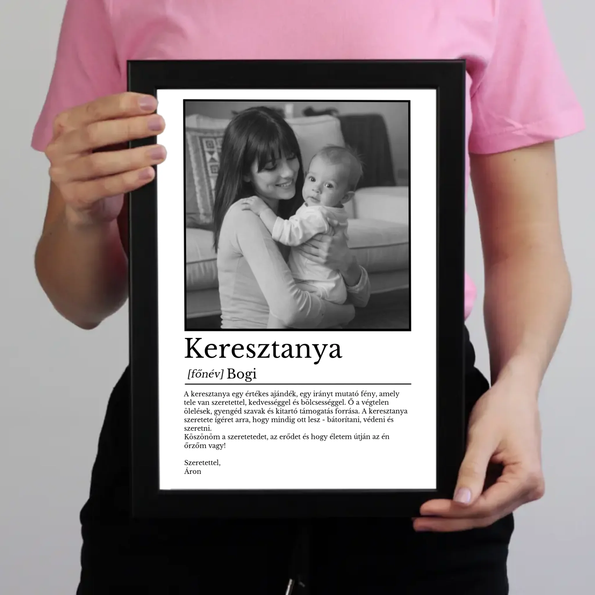 Egyedi falikép keresztanyának - fotóval és névvel