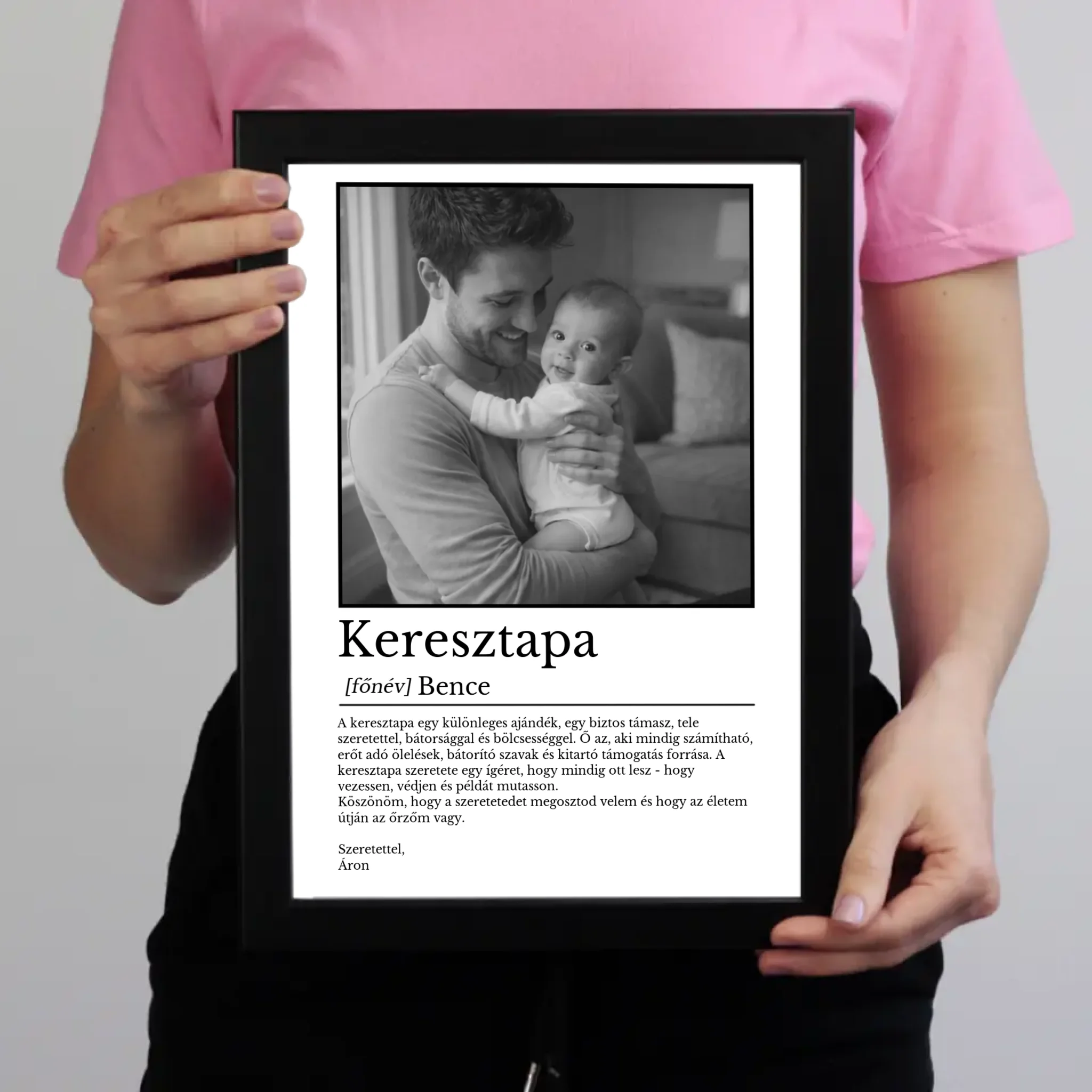 Egyedi falikép keresztapának - fotóval és névvel