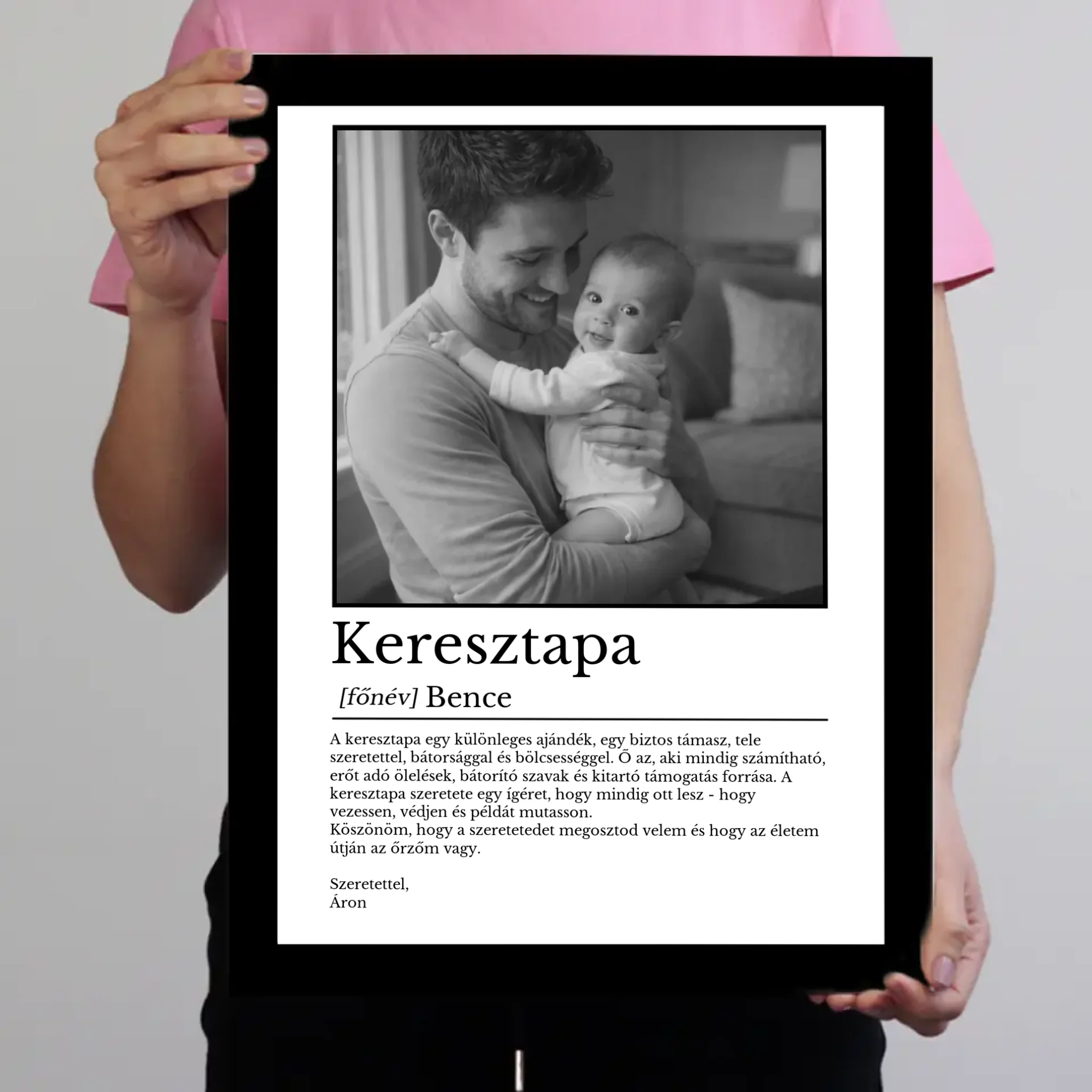 Egyedi falikép keresztapának - fotóval és névvel