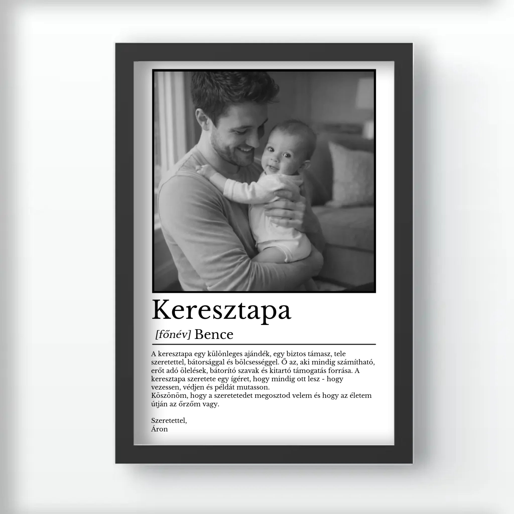 Egyedi falikép keresztapának - fotóval és névvel