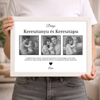 Egyedi falikép keresztülőknek - 3 fotóval és felirattal