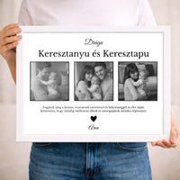 Egyedi falikép keresztülőknek - 3 fotóval és felirattal