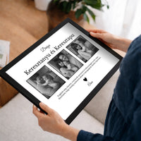 Egyedi falikép keresztülőknek - 3 fotóval és felirattal