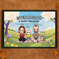 Személyre szabható tavaszi lábtörlő - egyedi családi ajándék akár 4 kisálattal