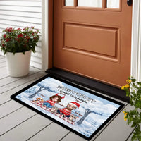 Személyre szabható téli lábtörlő - egyedi családi ajándék pároknak akár 4 kisálattal