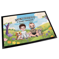 Személyre szabható tavaszi lábtörlő - egyedi ajándék pároknak akár 4 kisálattal