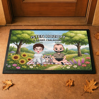 Személyre szabható nyári lábtörlő - egyedi családi ajándék pároknak akár 4 kisálattal