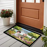 Személyre szabható nyári lábtörlő - egyedi családi ajándék pároknak akár 4 kisálattal