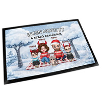 Személyre szabható téli lábtörlő - egyedi családi ajándék akár 4 kisálattal